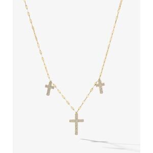 Lana Jewelry 14K YELLOW GOLD & DIAMOND Mega Flawless Triple Cross Charm Necklace